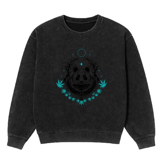 Panda tattoo with bamboo Mineral Wash Sweatshirts