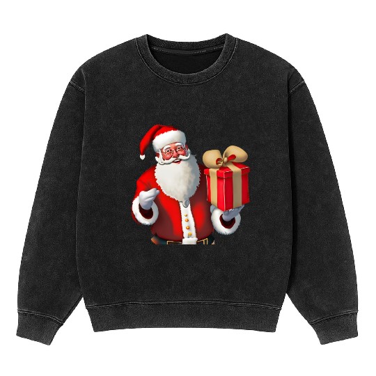 Festive Santa Claus design Mineral Wash Sweatshirts