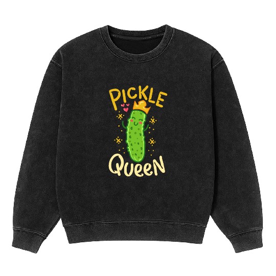 Pickle Queen Vegan Funny Cucumber Vegetable Mineral Wash Sweatshirts