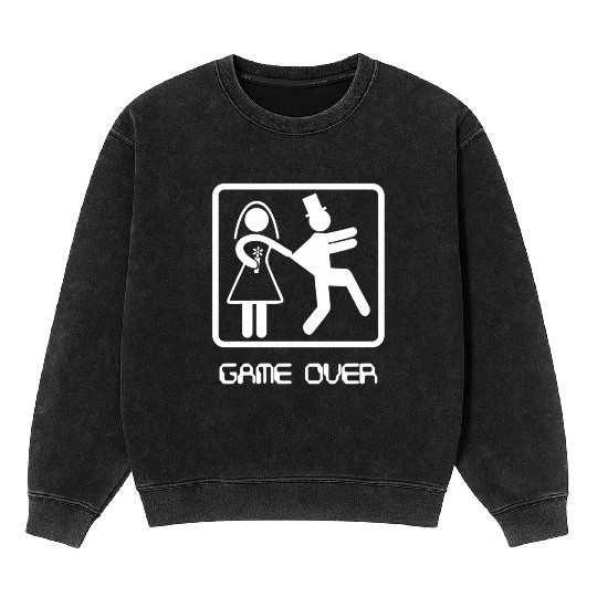Game Over Video Gamer Bachelor Wedding Groom Mineral Wash Sweatshirts