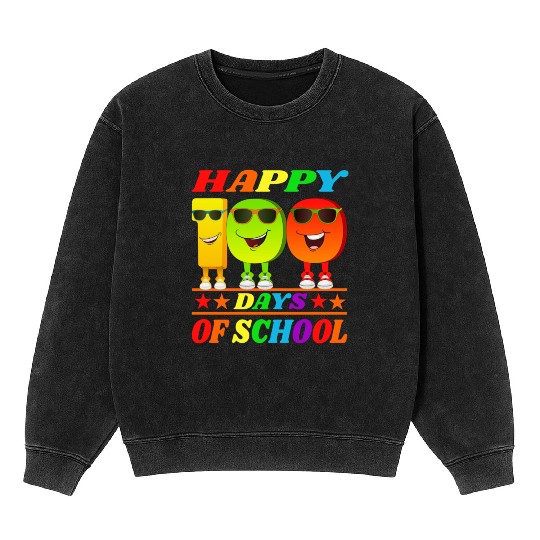 100 days of school green triceratops Mineral Wash Sweatshirts