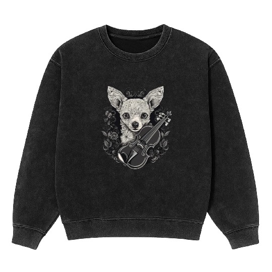 Chihuahua | Ukulele Guitar Hawaii Aloha Violine Mineral Wash Sweatshirts