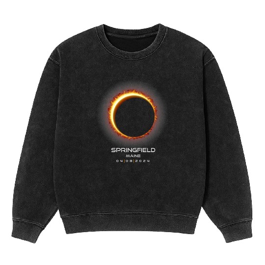 2024 Springfield Maine Eclipse Memento Souvenir Mineral Wash Sweatshirts