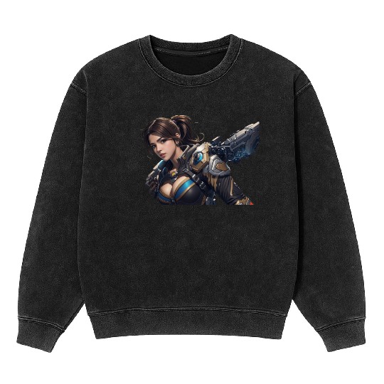 Sexy female gamer chick Mineral Wash Sweatshirts