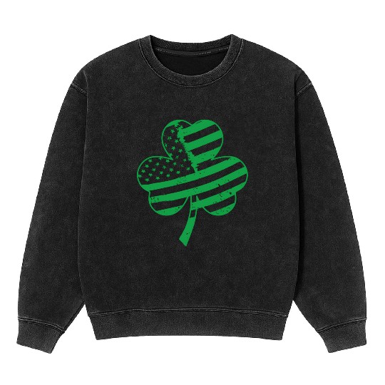 Irish American Flag Shamrock For Mineral Wash Sweatshirts