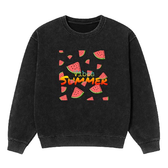 Vibes Summer ,watermelon , Summer design Mineral Wash Sweatshirts