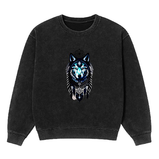 dream catcher geometric wolf Mineral Wash Sweatshirts