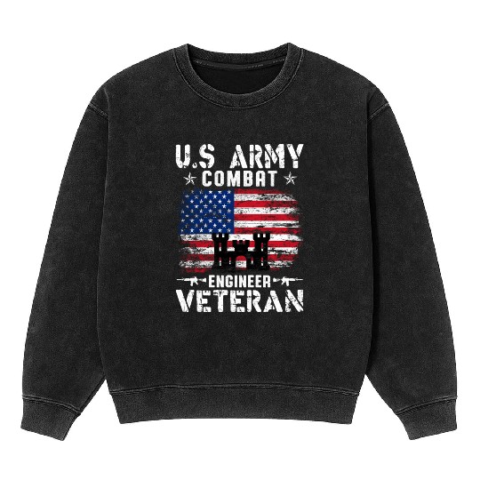 US Army Combat Engineer Veteran Mineral Wash Sweatshirts