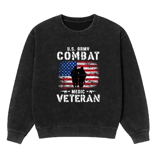 US Army Combat Medic Veteran Mineral Wash Sweatshirts