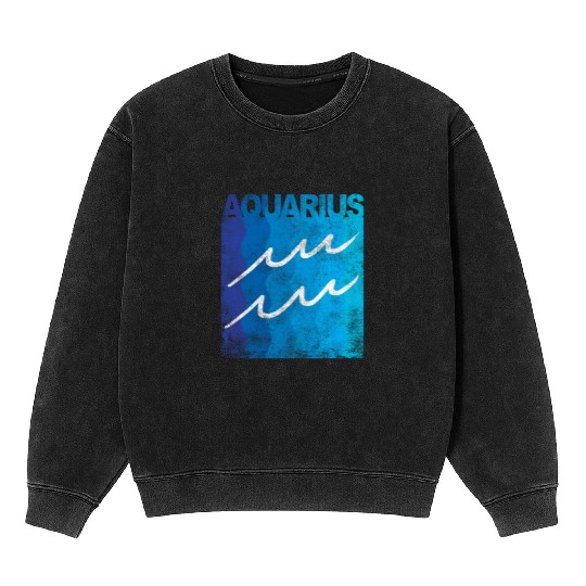 Zodiac Symbol Sign Aquarius Mineral Wash Sweatshirts