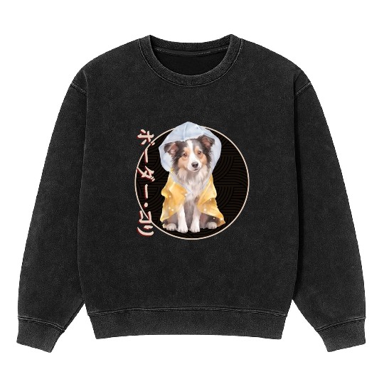 Japanese Border Collie Puppy Mineral Wash Sweatshirts