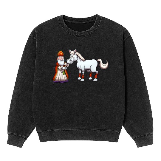Saint Nicholas Feeding His Horse Mineral Wash Sweatshirts