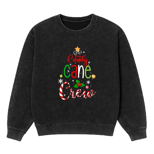 Candy Cane Crew Funny Christmas Candy Lover X Mas Mineral Wash Sweatshirts