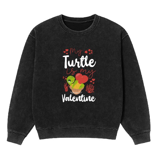 Sea Turtle Tortoise Valentines Day Mineral Wash Sweatshirts