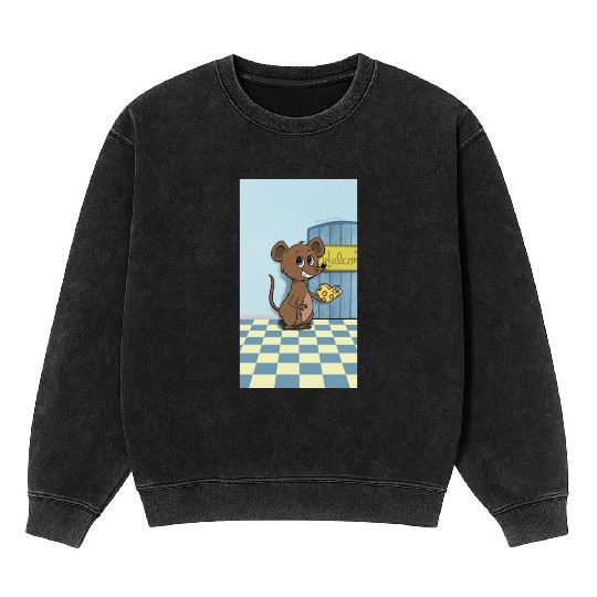 Cheesy Heart Mouse Mineral Wash Sweatshirts
