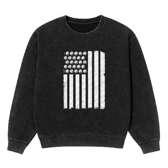 Patriotic Golfers Golf Players Us Flag Golf Balls Mineral Wash Sweatshirts