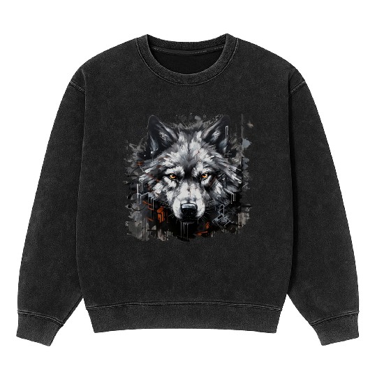 The Lone Wolf. Urban Hunter, Graffiti Style. Mineral Wash Sweatshirts