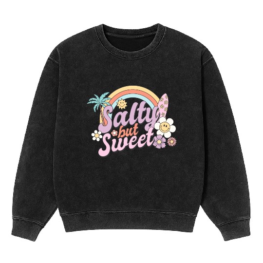 Salty but Sweet, Summer, Retro, Mineral Wash Sweatshirts