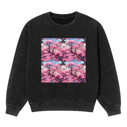 Anime Euphoria: Fantasy Cherry Blossom Dreamscape Mineral Wash Sweatshirts