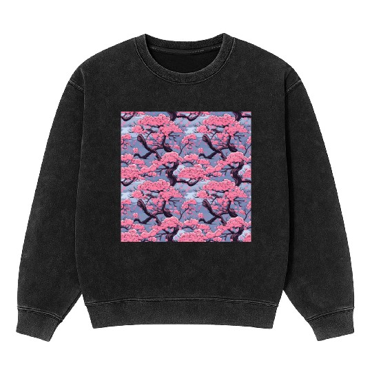 Anime Euphoria: Fantasy Cherry Blossom Dreamscape Mineral Wash Sweatshirts