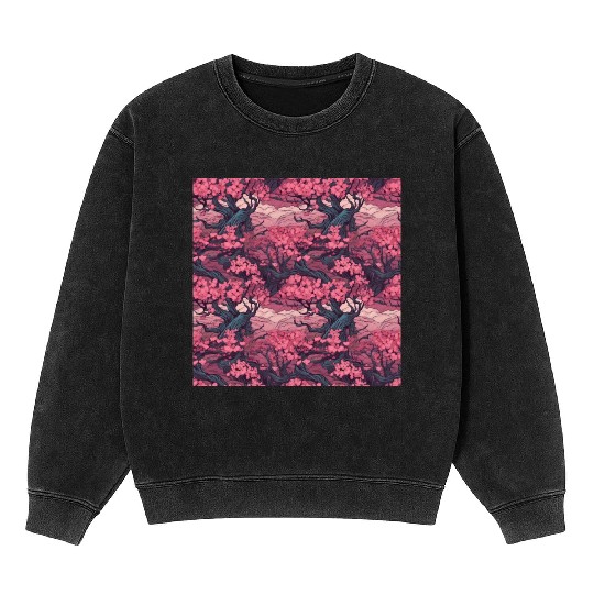 Anime Euphoria: Fantasy Cherry Blossom Dreamscape Mineral Wash Sweatshirts