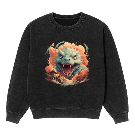 Kaiju: Cityscape Destructor Mineral Wash Sweatshirts