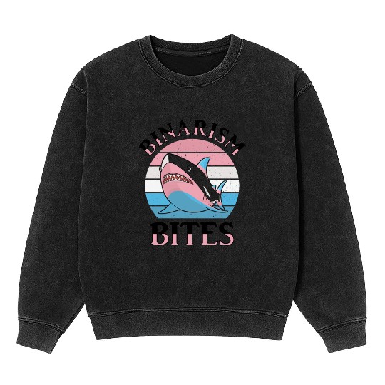 Shark Lover Transgender Pride Flag Trans LGBT Mineral Wash Sweatshirts