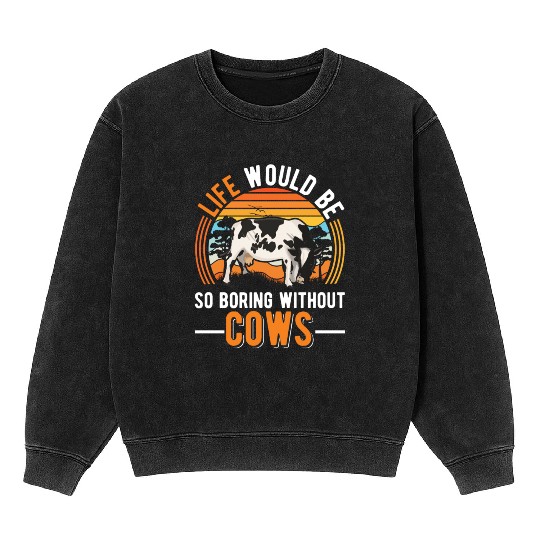 Cow Cattle Breeder Land, Farmer Cows Mineral Wash Sweatshirts