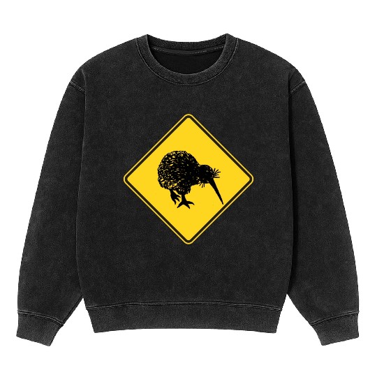 New Zealand Attention Kiwi Street Sign Camping Mineral Wash Sweatshirts