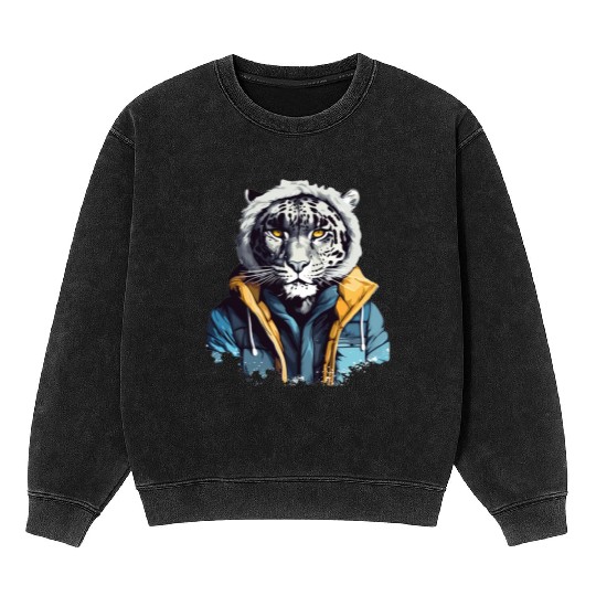 Street Style Snow Leopard | Leopard Lovers Mineral Wash Sweatshirts