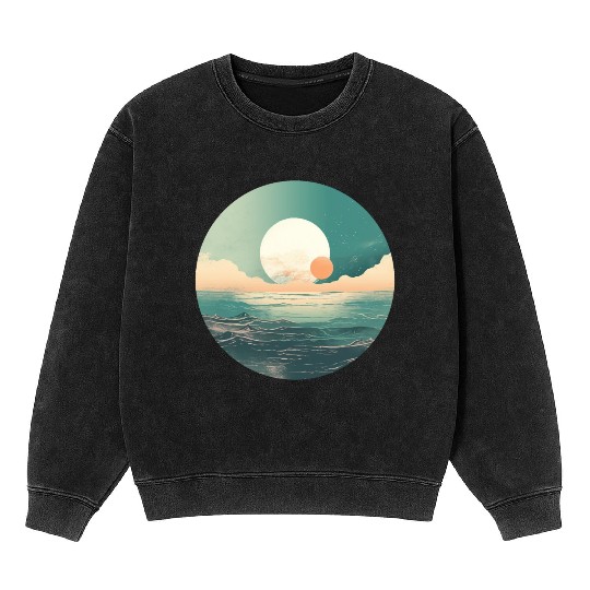 Mystical Deep See Moon Tides and Clouds Mineral Wash Sweatshirts