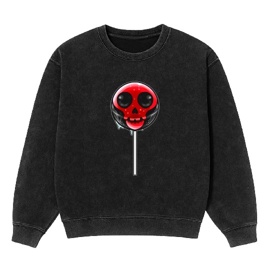 Red Skull Lollipop Trick Or Treat Halloween Mineral Wash Sweatshirts