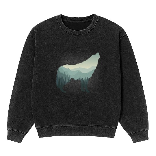 Lone Wolf Survives The Mountain Mineral Wash Sweatshirts