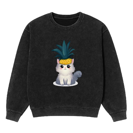Pineapple cat Mineral Wash Sweatshirts