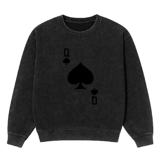 Queen Of Spades - Playing Card Easy Halloween Game Mineral Wash Sweatshirts