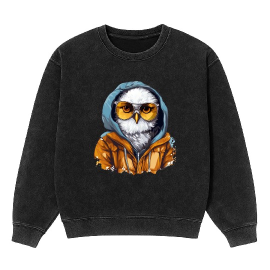 Street Style Snow Owl | Owl Lovers Mineral Wash Sweatshirts