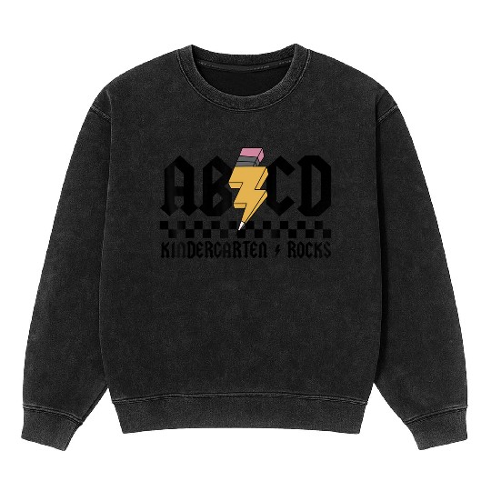 ABCD Kindergarten Rocks Back To School Kindergarte Mineral Wash Sweatshirts