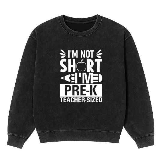 I'm Not Short I'm A Preschool Teacher Size Funny T Mineral Wash Sweatshirts