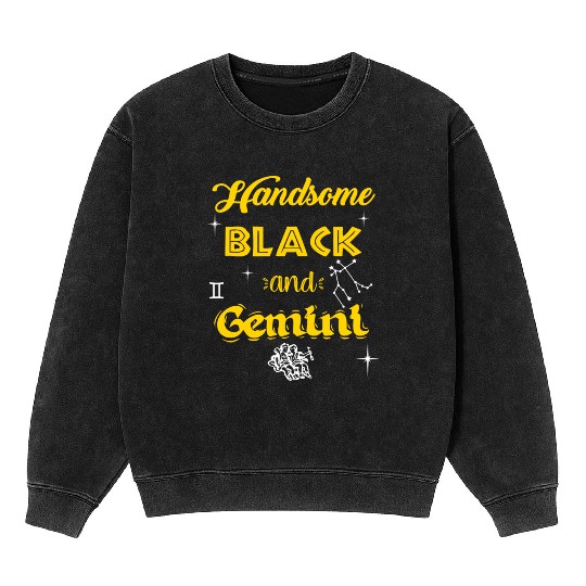 Handsome Black Gemini Mineral Wash Sweatshirts