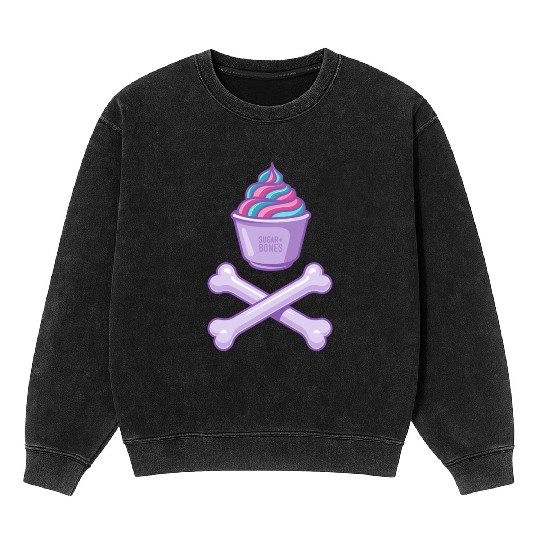 Ice Cream And Bones On Light Colours Mineral Wash Sweatshirts