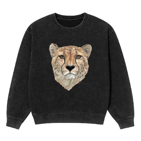 Watercolor Cheetah Portrait Mineral Wash Sweatshirts