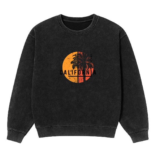 Long Beach California Cool Native Palm Tree Mineral Wash Sweatshirts