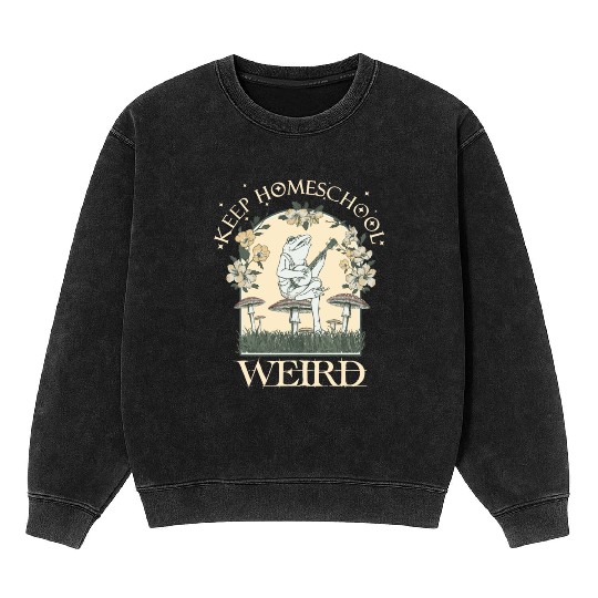 Retro Keep Homeschool Weird Mom Frog Cottagecore Mineral Wash Sweatshirts