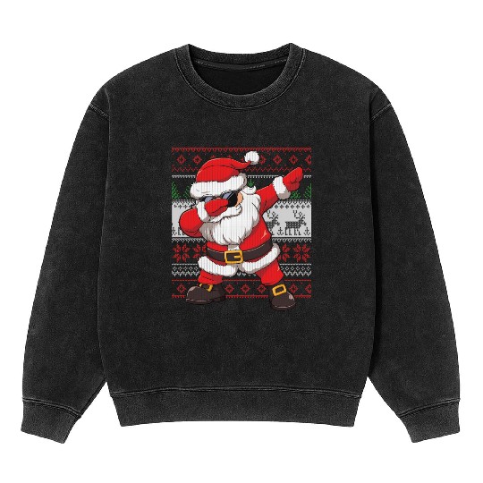 Dabbing Santa Funn Ugly Mineral Wash Sweatshirts