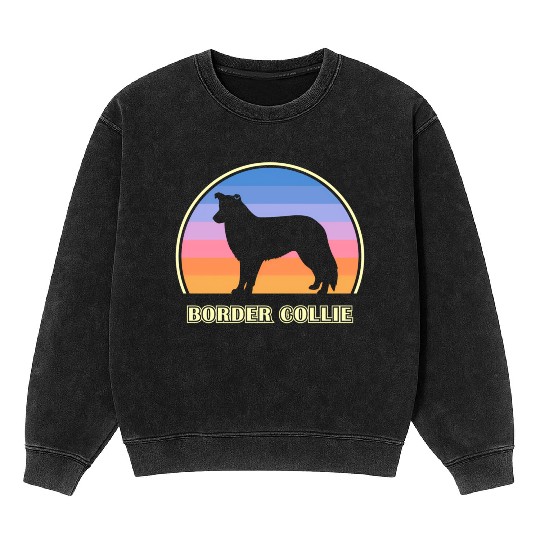 Border Collie Sunset Dog Mineral Wash Sweatshirts