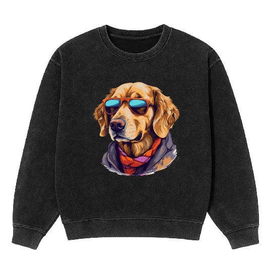 Golden Retriever in the Streets | Dog Lovers Mineral Wash Sweatshirts