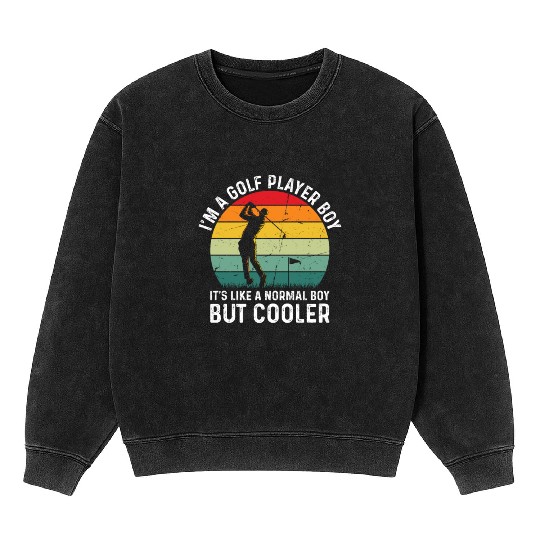 I'm A Golf Player Boy - Golfer Golfing Boys Mineral Wash Sweatshirts