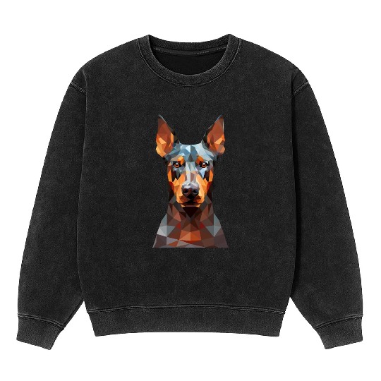 geometric Doberman: Polygon Art Mineral Wash Sweatshirts
