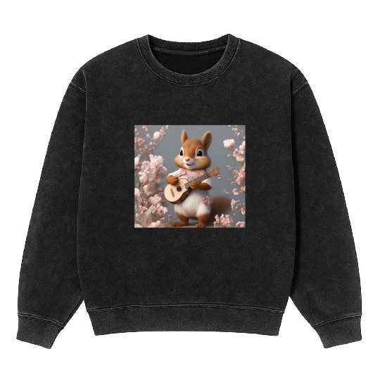 Aesthetic Cottagecore Floral Cute Squirrel Playing Mineral Wash Sweatshirts