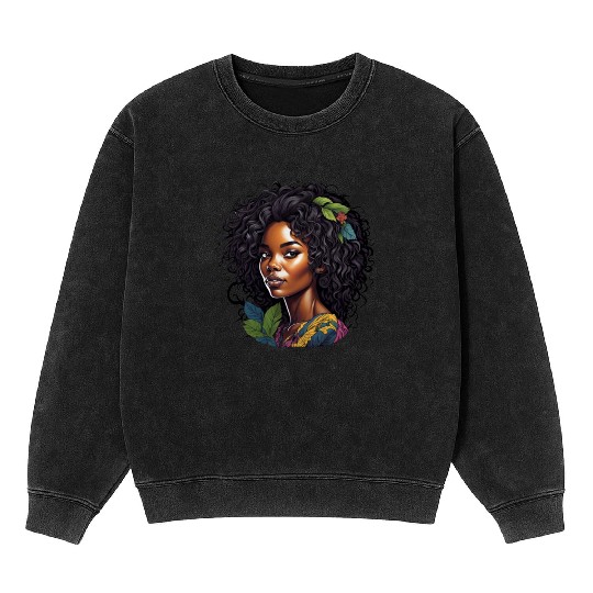 Radiant Blooms, Natural Crown of Curly Majesty Mineral Wash Sweatshirts